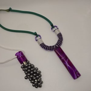 Custom Gypsy Slingshot – Purple & White Swirl Resin Handle + Matching Ammo Magnet + Bearings | Catty Precision