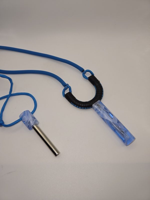 Custom Handmade Made Gypsy Slingshot – Black, Blue, White & Clear Resin Handle + Matching Ammo Magnet + Bearings | Catty Precision - Image 2