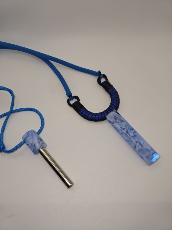 Custom Gypsy Slingshot – Blue, Black, White & Clear Resin Handle + Matching Ammo Magnet + Bearings | Catty Precision