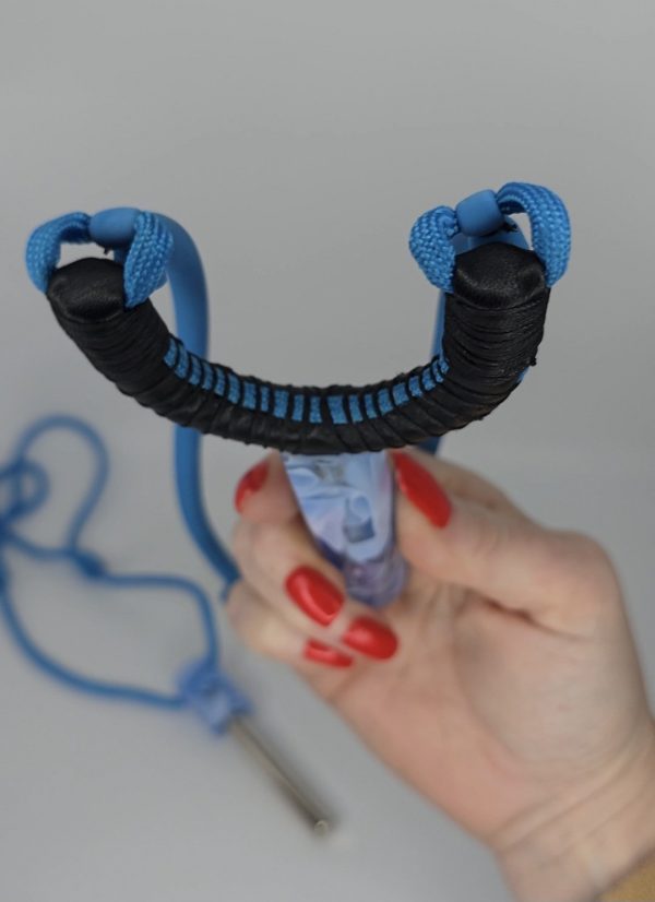Custom Handmade Made Gypsy Slingshot – Black, Blue, White & Clear Resin Handle + Matching Ammo Magnet + Bearings | Catty Precision - Image 6