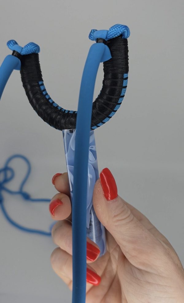 Custom Handmade Made Gypsy Slingshot – Black, Blue, White & Clear Resin Handle + Matching Ammo Magnet + Bearings | Catty Precision - Image 7