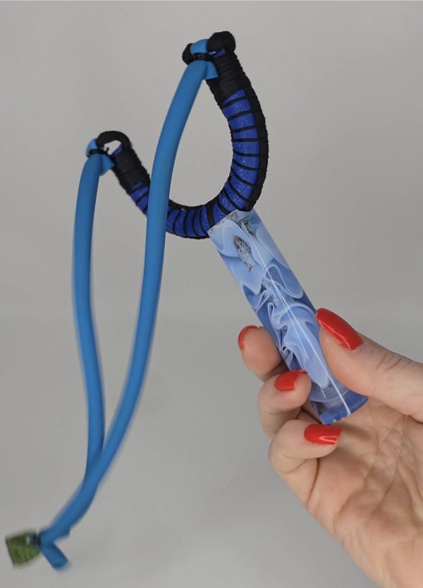 Custom Gypsy Slingshot – Blue, Black, White & Clear Resin Handle + Matching Ammo Magnet + Bearings | Catty Precision - Image 11