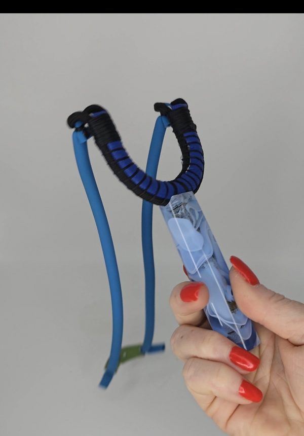 Custom Gypsy Slingshot – Blue, Black, White & Clear Resin Handle + Matching Ammo Magnet + Bearings | Catty Precision - Image 10