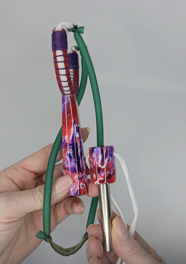 Custom Gypsy Slingshot – Red, Purple & White Glitter Resin Handle + Matching Ammo Magnet + bearings | Catty Precision - Image 8
