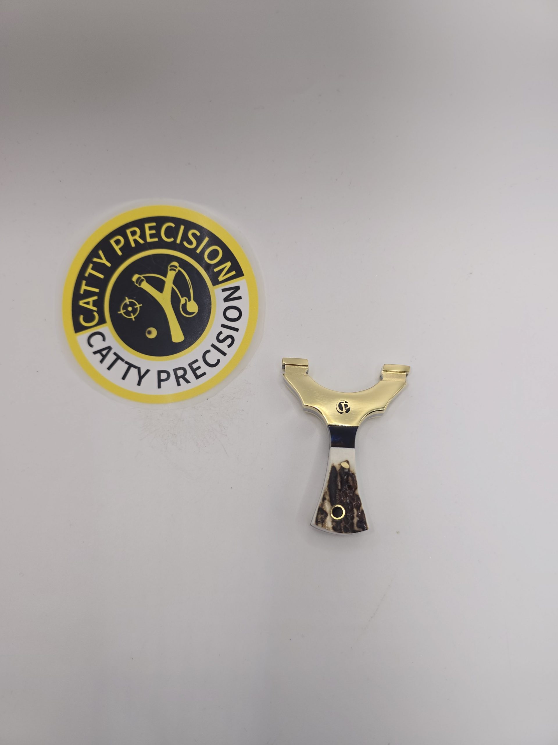 🦌MINI BRASS-TOP Deer Antler Slingshot with colored insert 🔥. - Image 2