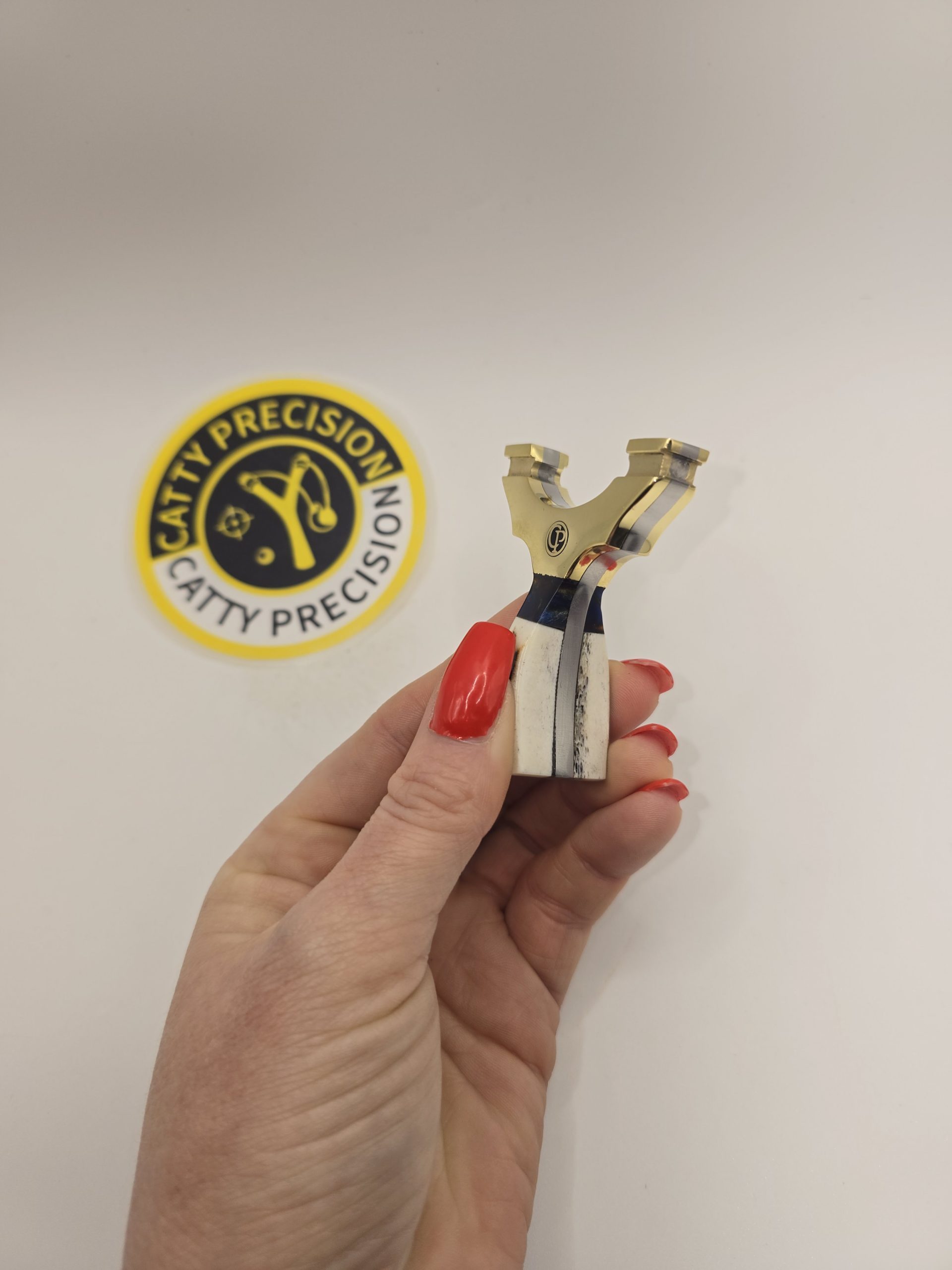 🦌MINI BRASS-TOP Deer Antler Slingshot with colored insert 🔥. - Image 4