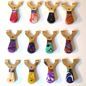 Custom MINI Round Brass-Top with a Resin Handle Slingshot