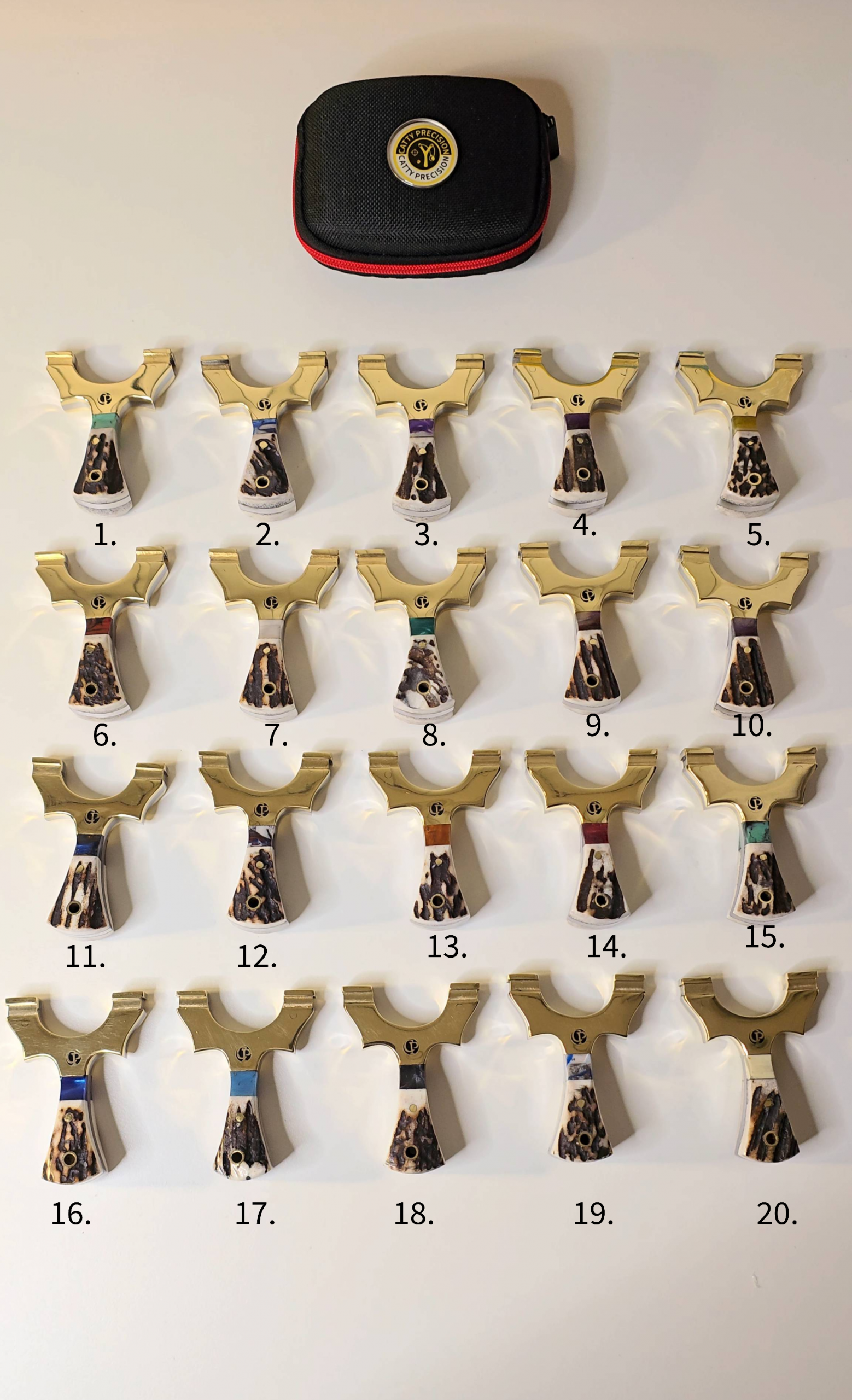 🦌MINI BRASS-TOP Deer Antler Slingshot with colored insert 🔥. - Image 5