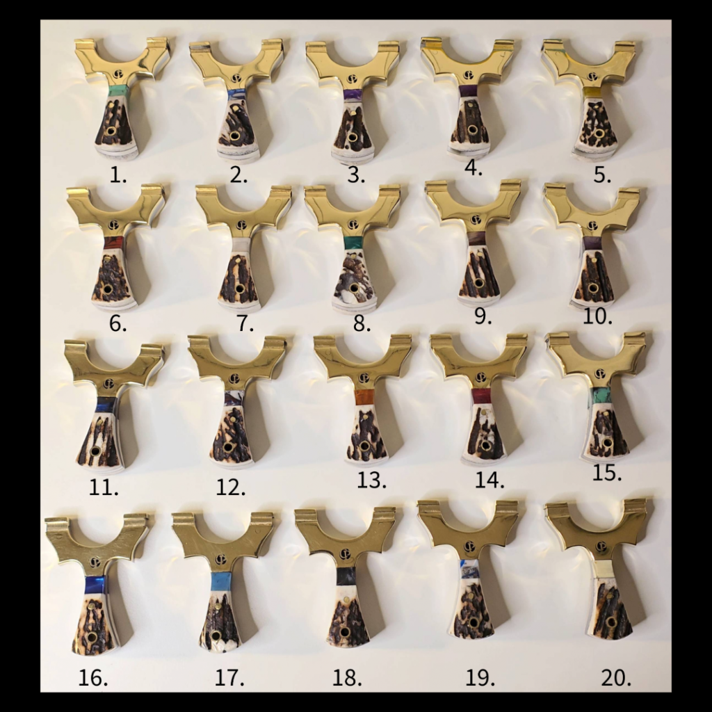 🦌MINI BRASS-TOP Deer Antler Slingshot with colored insert 🔥 Random Color Sent