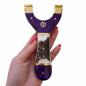 💜 Custom Handmade Slingshot – Purple Resin & Deer Antler with Brass spacers