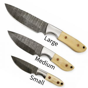 Handcrafted Damascus Hunting Knife – Bone Handle with Steel Bolster with P.P.P.C Leather Sheath