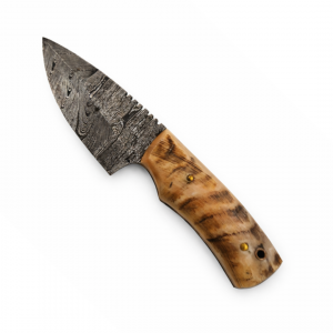 Handcrafted Damascus Skinner Knife – Stag Handle with Leather Sheath (P.P.P.C Design)