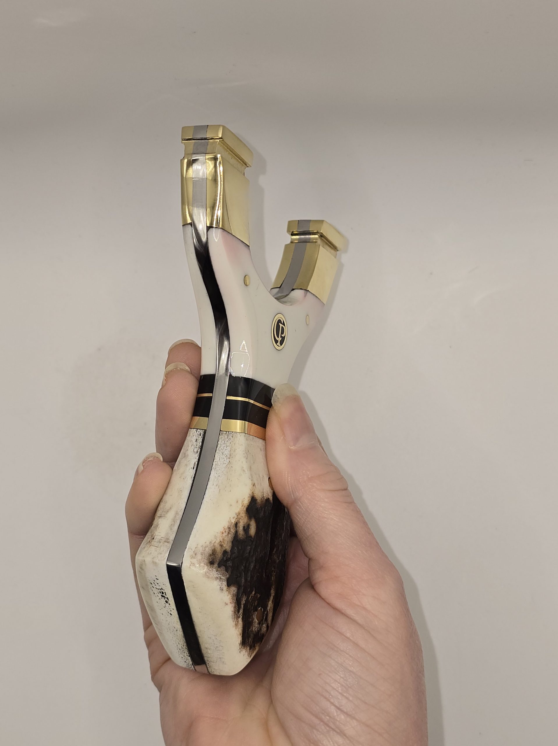 🎯 Catty Precision Predator – White Resin Pink Hue & Deer Antler Hybrid OTT Hunting Slingshot - Image 4