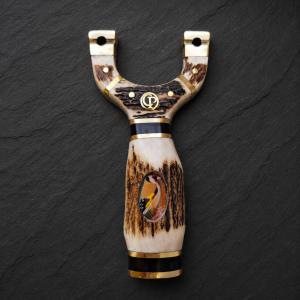 Gold Finch Stag Slingshot – Full Round Stag Handle | Steel Core | Brass Tips