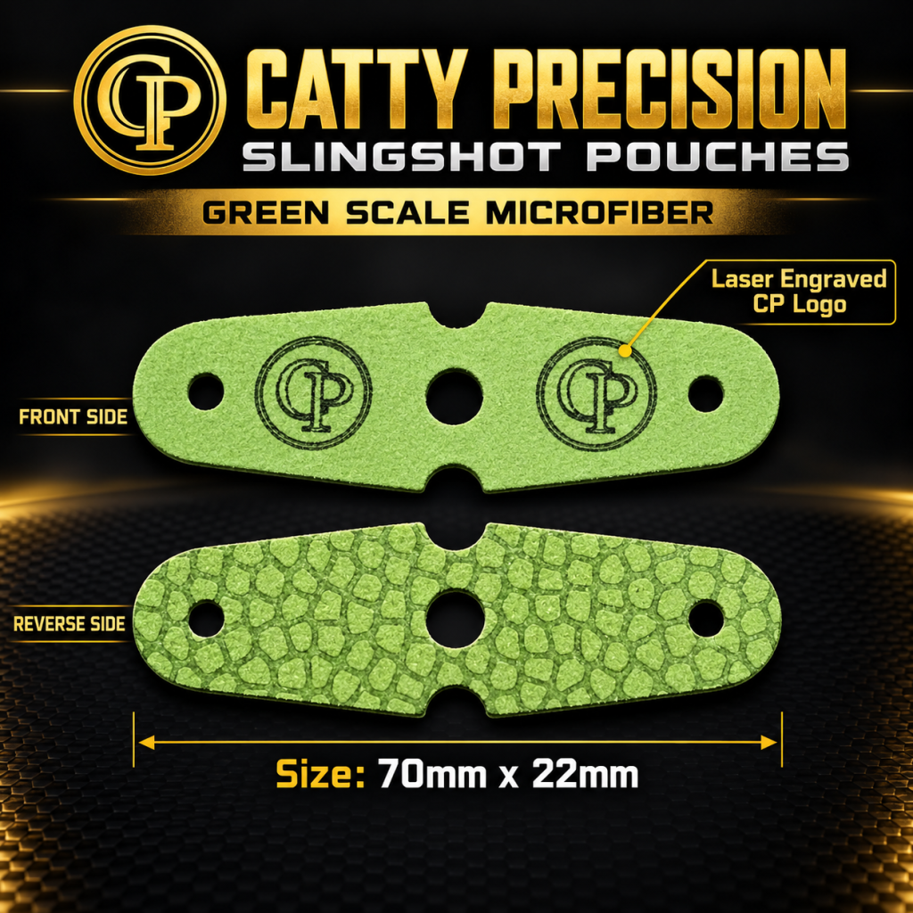 Catty Precision 70mm x 22mm Green Scale Microfiber Slingshot Pouches